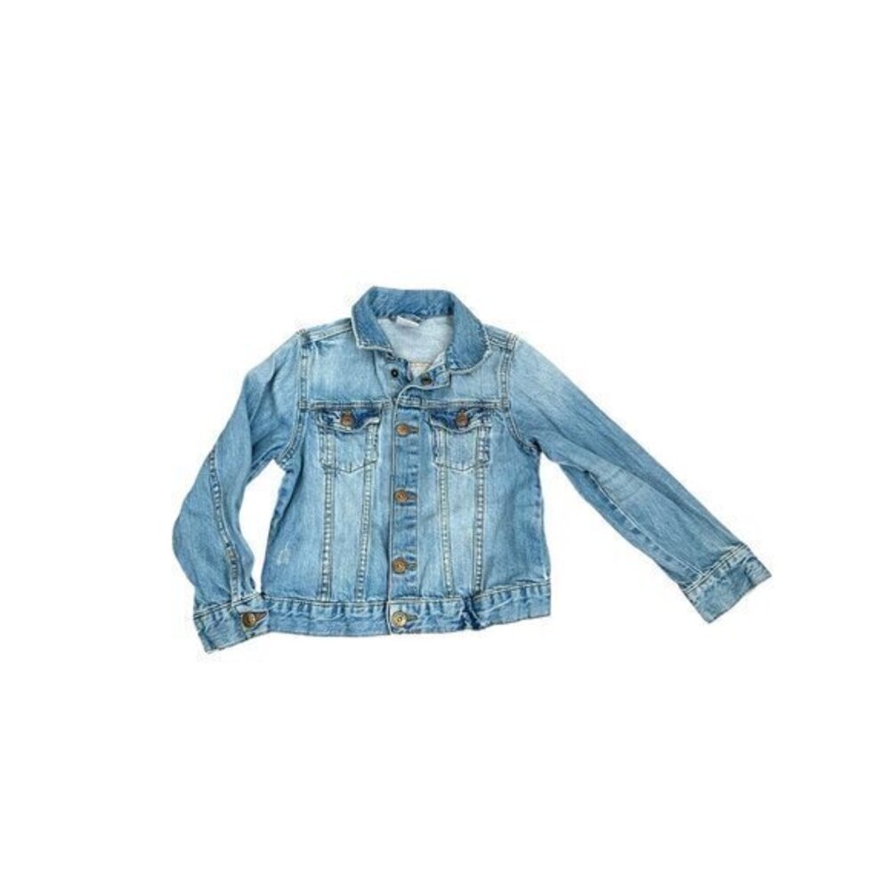 H&M Kids Light Blue Denim Jacket Size 6-7Y With Button Closure & Pockets